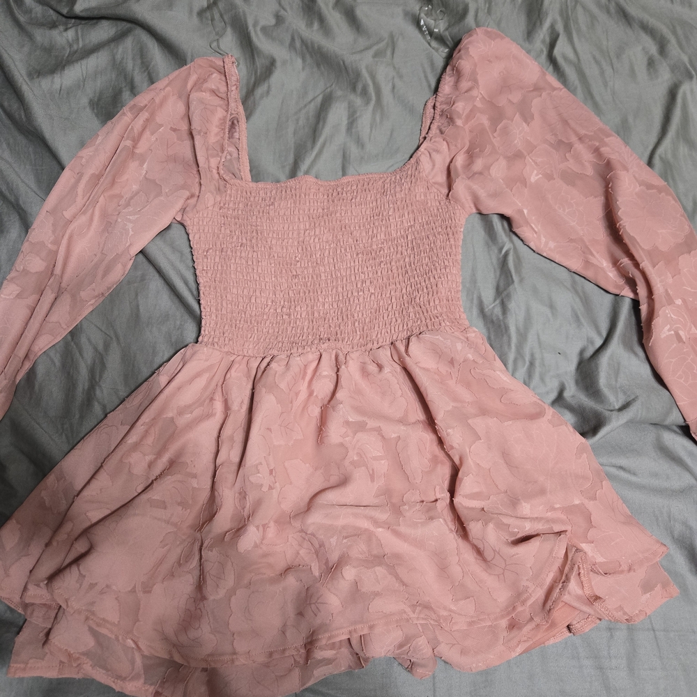 Harper Dusty Rose Smocked Square-Neck Chiffon Romper